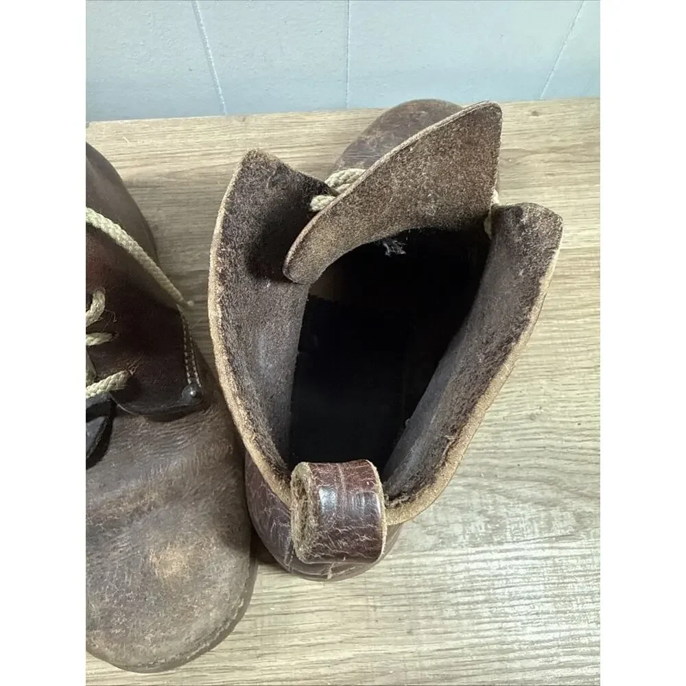 Vintage Levis Orange Tag Brown Leather Boots Vibram Size 8.5 C5